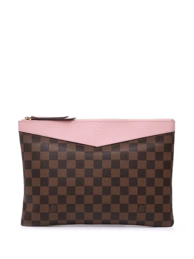 Pre-owned Louis Vuitton 2019 Damier Ebene Daily Pouch Clutch Bag In Brown