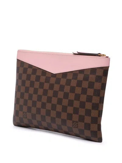 Pre-owned Louis Vuitton 2019 Damier Ebene Daily Pouch Clutch Bag In Brown