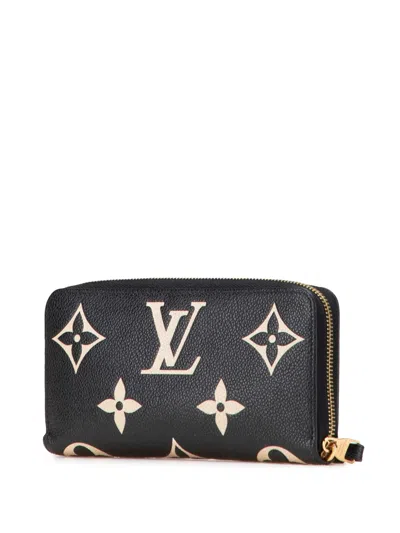 Pre-owned Louis Vuitton 2021-2025 Monogram Empreinte Giant Bicolor Zippy Wallet Long Wallets In Black