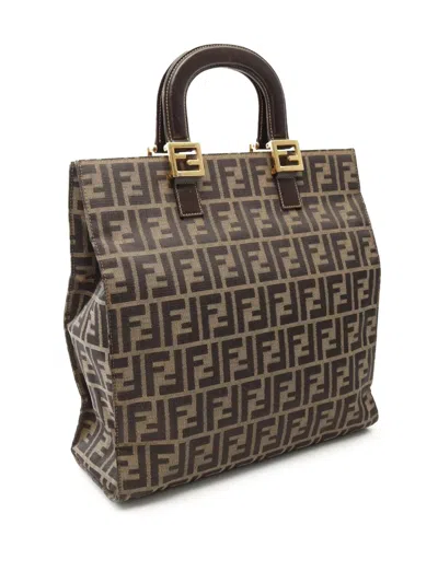 Pre-owned Fendi 20th Century Zucca Canvas Tote Bag In Brown