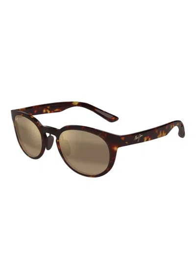 Maui Jim Tortoiseshell Round Sunglasses In Brown