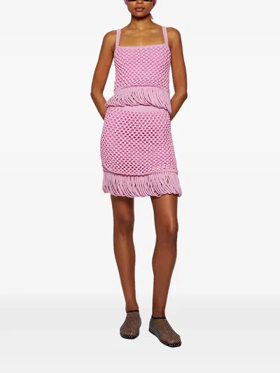 Diotima Fringe Knitted Mini Skirt In Pink