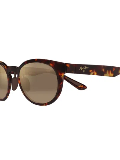 Maui Jim Tortoiseshell Round Sunglasses In Brown
