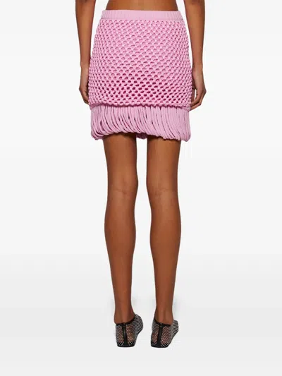 Diotima Fringe Knitted Mini Skirt In Pink