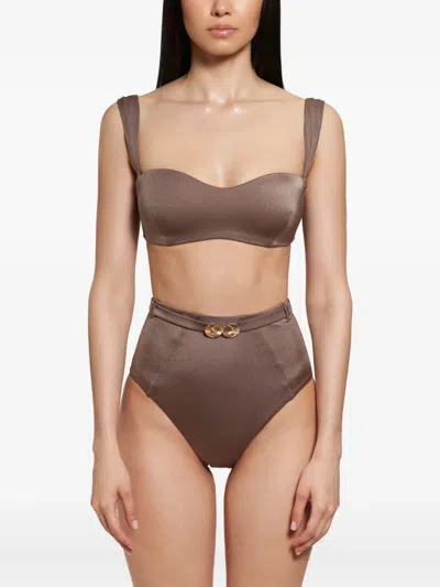 Noire Swimwear High-waisted Bikini In Brown
