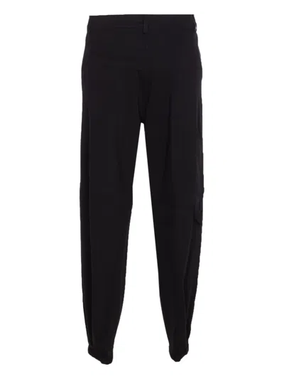 Pinko Tailored Black Trousers With Gold-tone Button Detail In Black