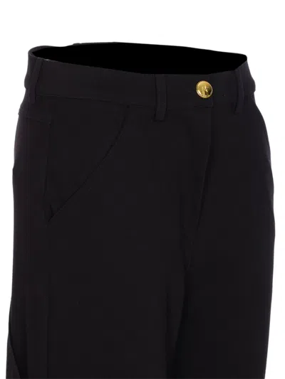 Pinko Tailored Black Trousers With Gold-tone Button Detail In Black