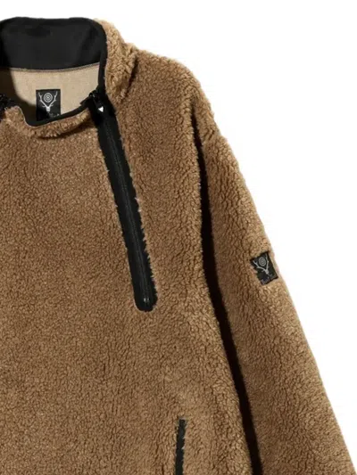 South2 West8 Double-zip Fleece Jacket In Brown