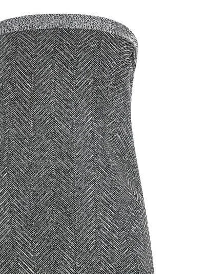 Ermanno Scervino Rhinestone-embellishment Herringbone-pattern Maxi Dress In Gray