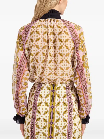 La Doublej Cerere Printed Tie-neck Silk Blouse In Multi