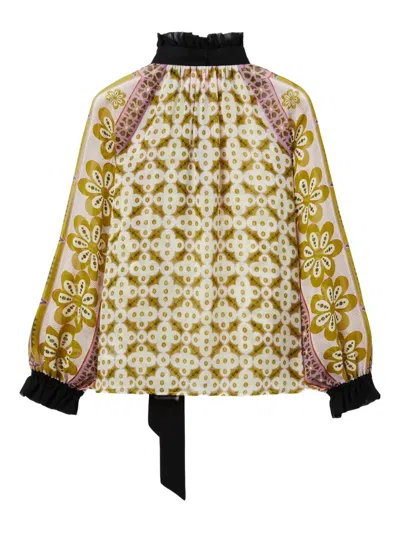 La Doublej Cerere Printed Tie-neck Silk Blouse In Multi