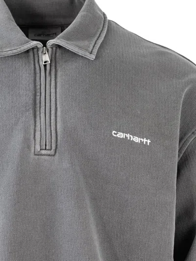 Carhartt Embroidered Script Sweatshirt Ribbed Cuffs In Gray