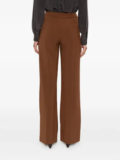 Patrizia Pepe Buckle-fastening Wide-leg Trousers In Brown