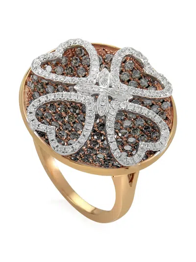 Pre-owned Gregg Ruth 18kt Rose Gold Clover Diamond Ring In Pink
