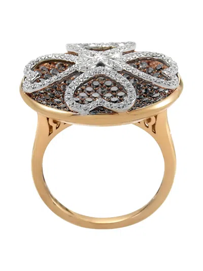 Pre-owned Gregg Ruth 18kt Rose Gold Clover Diamond Ring In Pink