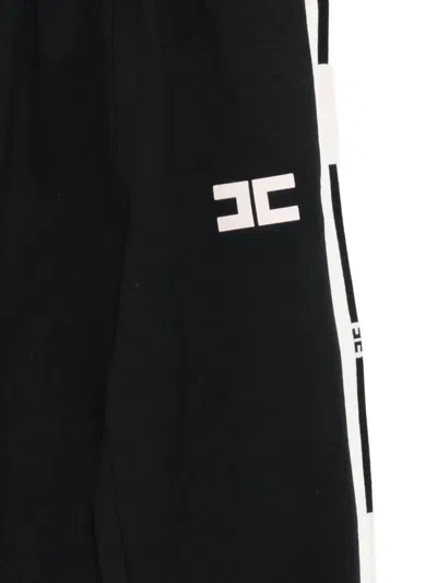 Elisabetta Franchi La Mia Bambina Logo-print Side-stripe Track Pants In Black