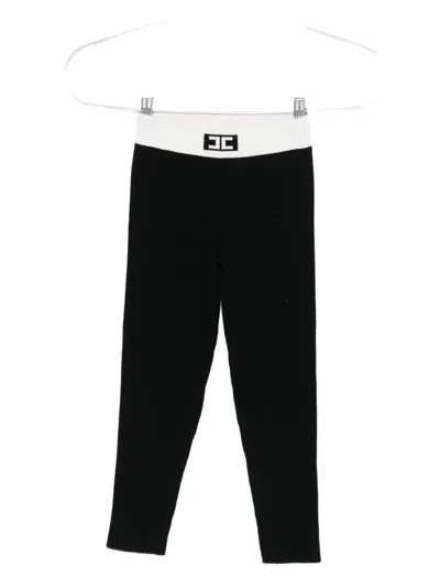 Elisabetta Franchi La Mia Bambina Contrasting-trim Leggings In Black