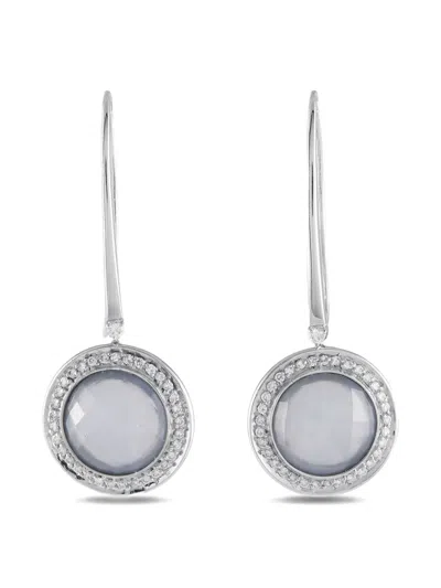 Pre-owned Casato 18kt White Gold Chalcedony Drop Earrings In Silver