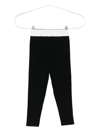 Elisabetta Franchi La Mia Bambina Contrasting-trim Leggings In Black