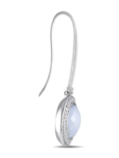 Pre-owned Casato 18kt White Gold Chalcedony Drop Earrings In Silver