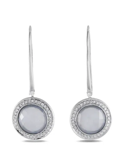 Pre-owned Casato 18kt White Gold Chalcedony Drop Earrings In Silver