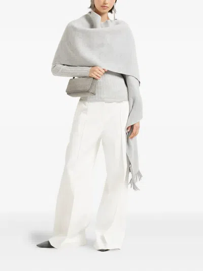 Brunello Cucinelli Cashmere And Silk Sparkling Sweater In Gray