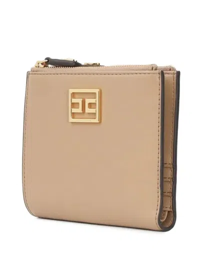 Elisabetta Franchi Logo-plaque Zip-around Wallet In Burgundy