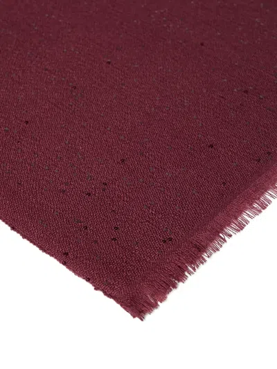 Brunello Cucinelli Cashmere And Silk Diamond Yarn Scarf In Burgundy
