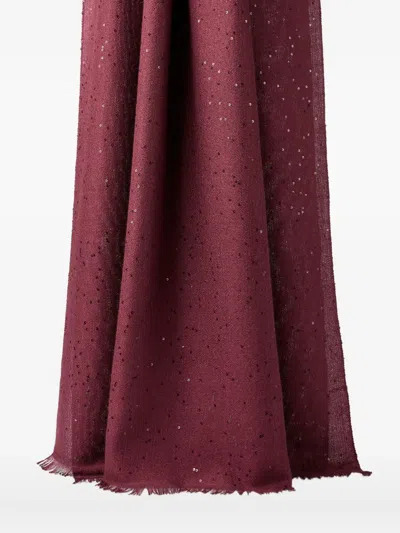 Brunello Cucinelli Cashmere And Silk Diamond Yarn Scarf In Burgundy