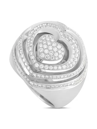 Pre-owned Chopard 18kt White Gold Heart Diamond Ring In Silver