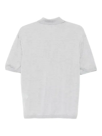 Emporio Armani Asv Plain-knit Jumper With Polo-shirt Collar, In A Wool And Lyocell Blend In White