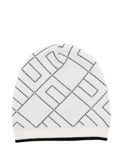 Elisabetta Franchi La Mia Bambina Monogram-pattern Beanie In White