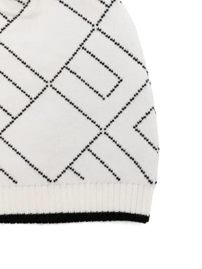 Elisabetta Franchi La Mia Bambina Monogram-pattern Beanie In White