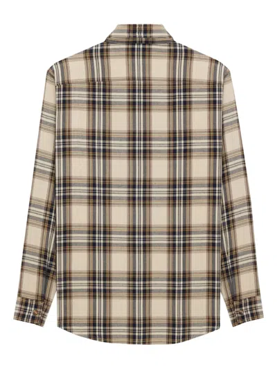 Saint Laurent Tartan Check Long-sleeved Shirt In Neutral