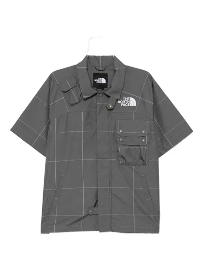 The North Face Logo-embroidered Shirt In Gray
