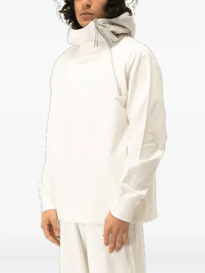 C.p. Company Zip-front Hooded Sweatshirt In White