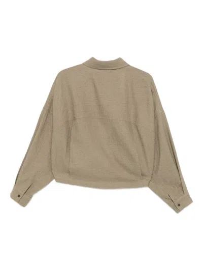 Alysi Button-up Wool Shirt In Brown