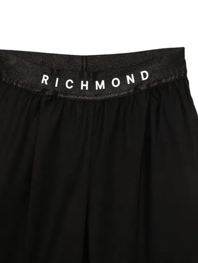 John Richmond Junior Logo-waistband Wide-leg Trousers In Black
