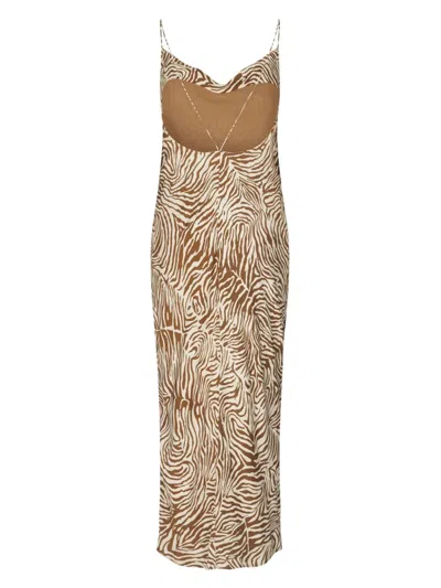 Samsoe & Samsoe Zebra-print Cowl-neck Dress In Brown