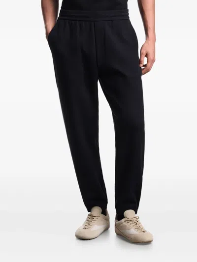 Emporio Armani Textured Drawstring Trousers In Black