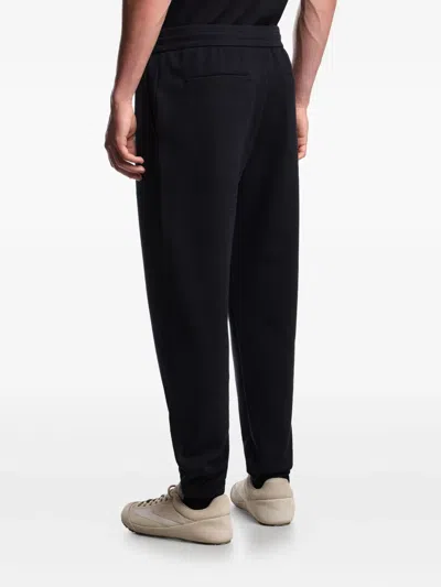 Emporio Armani Textured Drawstring Trousers In Black