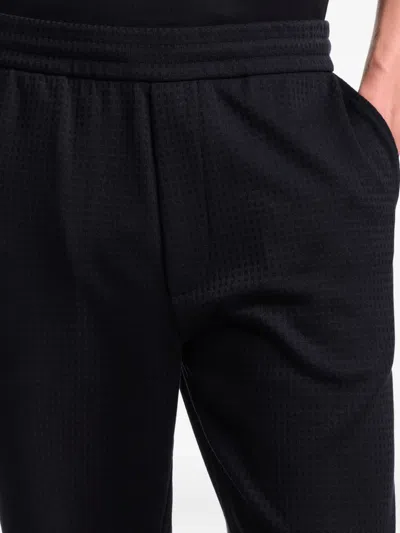 Emporio Armani Textured Drawstring Trousers In Black
