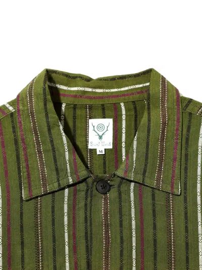 South2 West8 Striped Pocket Shirt In Green