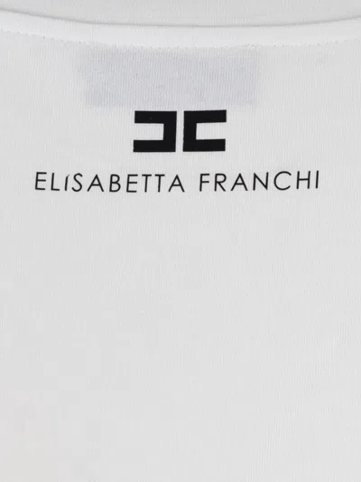 Elisabetta Franchi T-shirt In Jersey Di Cotone Con Logo Gioiello Bianca In White