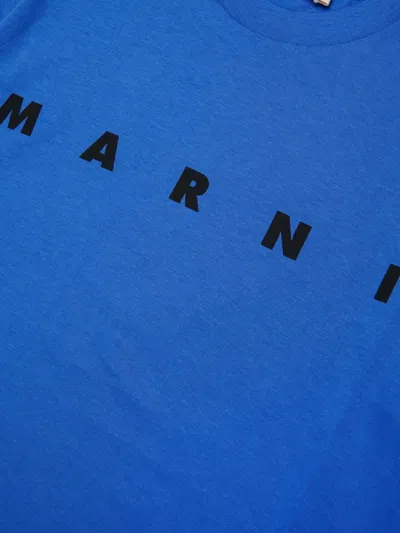 Marni Kids Logo T-shirt In Blue