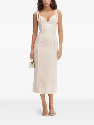 Jacquemus Valérie Frayed Midi Dress In Neutral