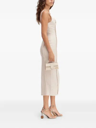 Jacquemus Valérie Frayed Midi Dress In Neutral
