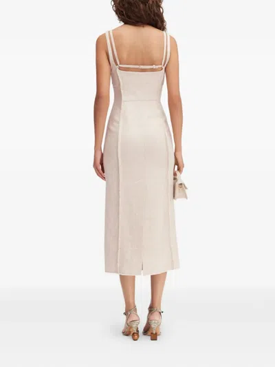 Jacquemus Valérie Frayed Midi Dress In Neutral