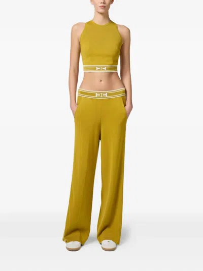 Elisabetta Franchi Yellow Tricot Top In Brown