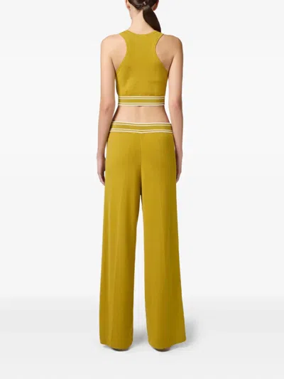 Elisabetta Franchi Yellow Tricot Top In Brown